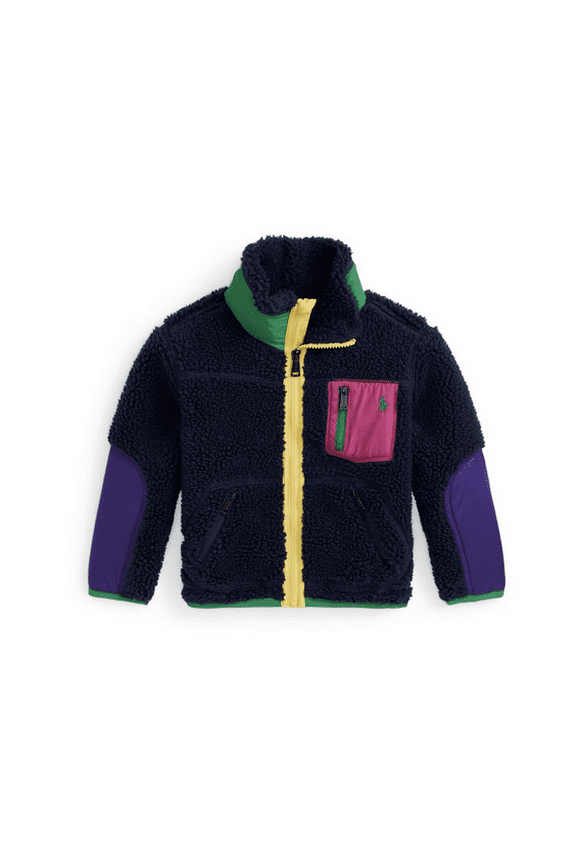 Toddler and Little Girls Color-Blocked Teddy Fleece Jacket