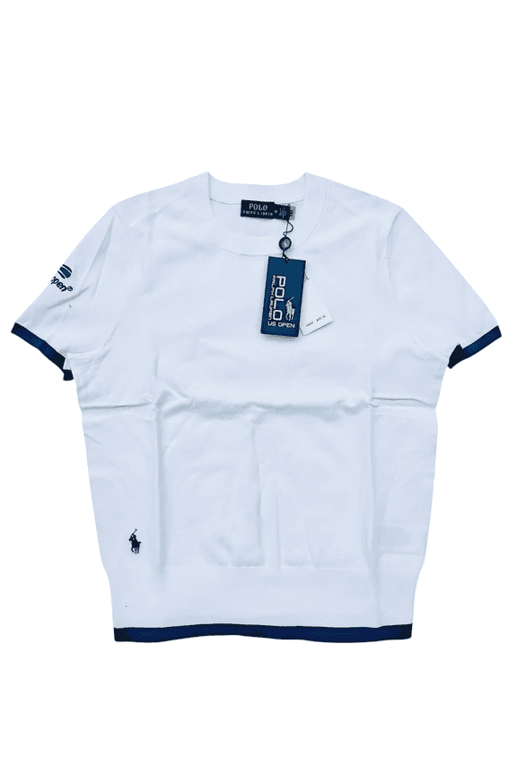 Womens US Open Short Sleeve White Sweater Blue Accents Size L Limited Edition