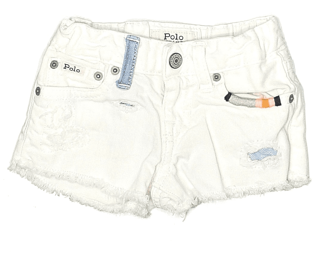 Polo Ralph Lauren WHITE Girl's Denim Shorts, US 16 NWT