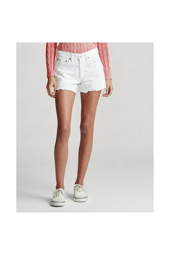 Polo Ralph Lauren WHITE Women's French Knot Embroidery Sophia Short US 28
