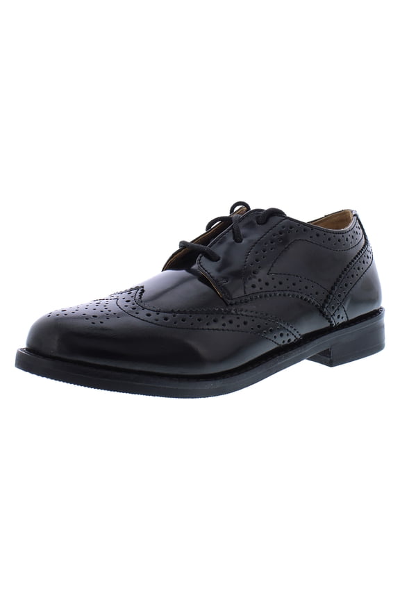 Wing Tip Oxford PS Boys Shoes Size 2, Color: Black