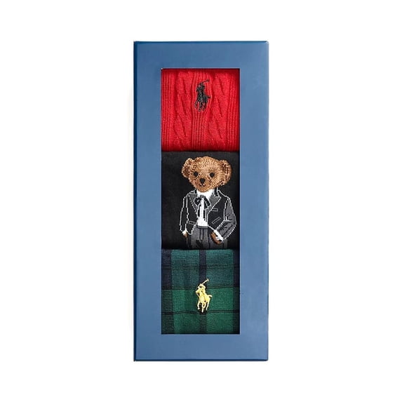 Polo Ralph Lauren Women's Bear Socks 3 Pack Gift Set