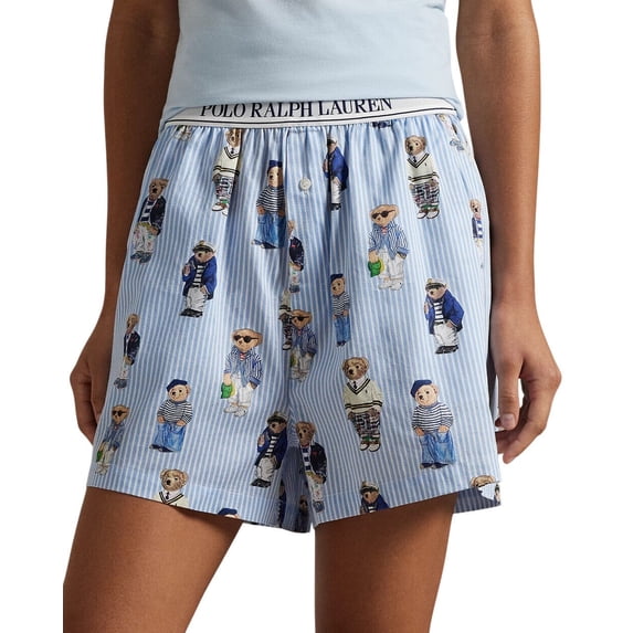 Polo Ralph Lauren Women's Bear Striped Cotton Boxer - 4P0119 - R2809 (XS, Oxford Blue)