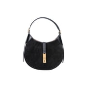 Polo Ralph Lauren Women's Black Polo Id Suede Shoulder Bag Black
