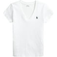 thumbnail image 1 of Polo Ralph Lauren Women's Classic Fit V-Neck T-Shirt , White Navy Pony, XS, 1 of 1