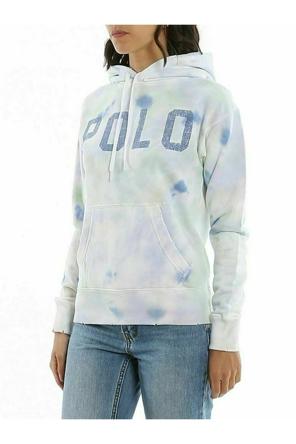 Women's Pastel Paint Hand Detailed Tie Dye Hoodie Pockets M