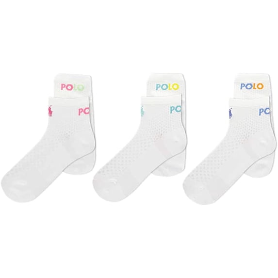 Polo Ralph Lauren Womens 3-Pack Graduated Mesh Anklet White