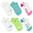 thumbnail image 1 of Polo Ralph Lauren Womens 6-Pack Mix Media Mesh Racing Stripe Low Cut Socks ASST, 1 of 1