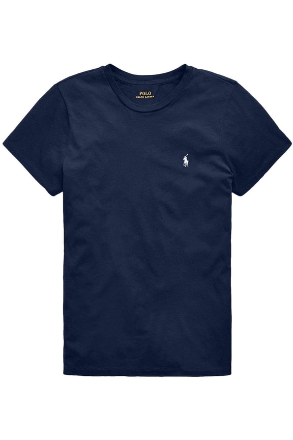 Womens Crew Neck Jersey T-Shirt (Large, Navy)