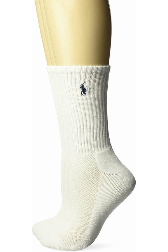 Polo Ralph Lauren Womens Cushion Foot Mesh Crew 3 Pair Package WHT