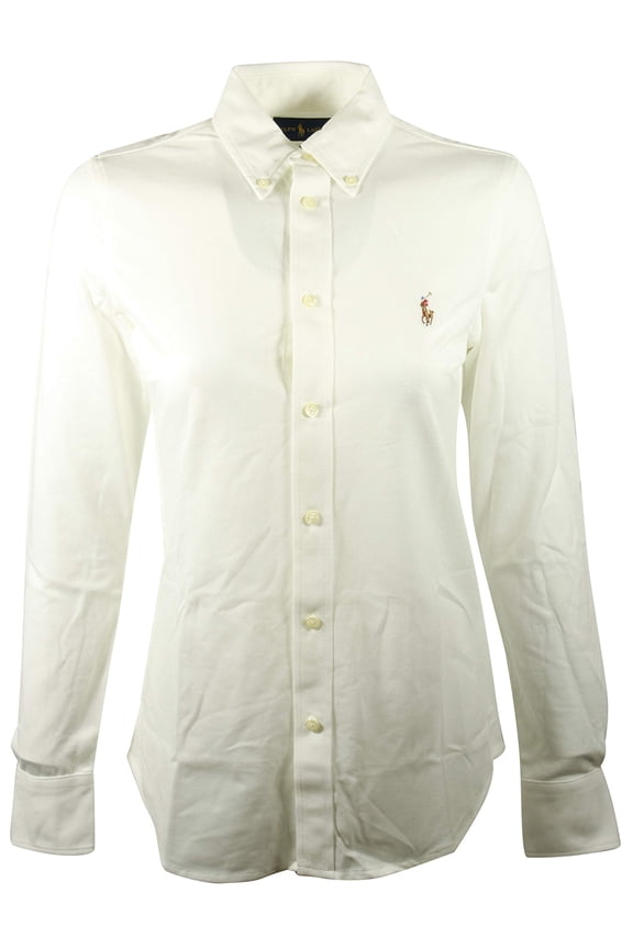 Womens Knit Oxford Shirt (US, Alpha, X-Large, Regular, Regular, White)