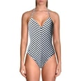 thumbnail image 1 of Polo Ralph Lauren Womens Striped Halter One-Piece Swimsuit B/W S, 1 of 2