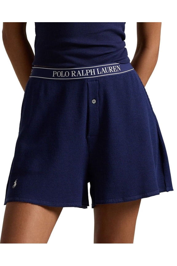 Womens Waffle Knit Boxer Short - 4P0150 (Navy, M)