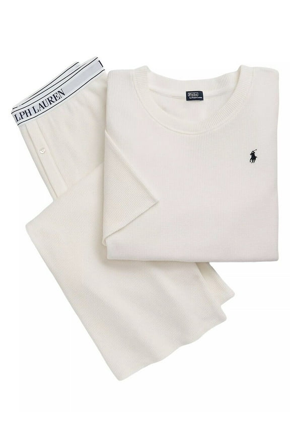 Womens Waffle Knit Pajama Set - 4P8032 (Ecru, L)