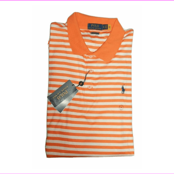 Polo Ralph Lauren men's Classic Soft Cotton Peach stripe Polo Shirt size,S