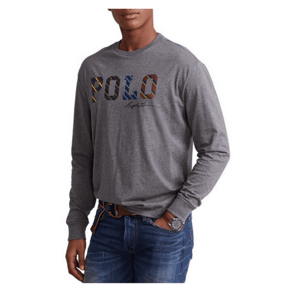 Polo Ralph LaurenClassic-Fit Striped-Logo Jersey T-Shirt, Gray, XXL
