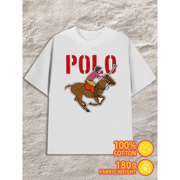 Polo Rider Tee mens 180G 100% Cotton white Original Unisex Shirt Short Sleeve tshirts Retro Unisex Shirt Graphic tshirts Classic Unisex Shirt Graphic Tee tshirts