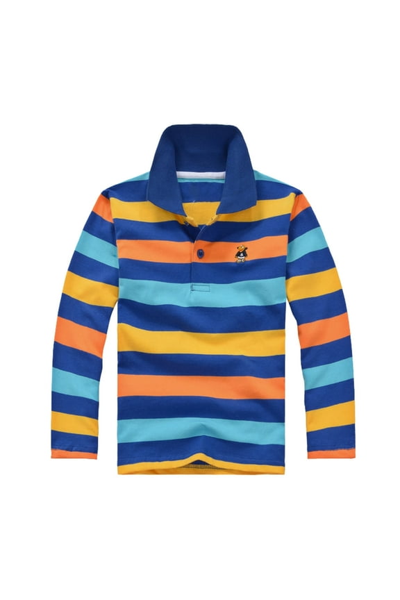 Polo Shirt for Boys Long Sleeve Blue Size 12-13 Years