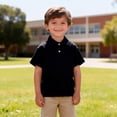 thumbnail image 1 of Polo Shirt Boys Black Button Down Girls Short Sleeve Tops Girls School Uniform Shirts Casual Collared Shirt Kids 7-8 Years Boys Clothes, 1 of 5