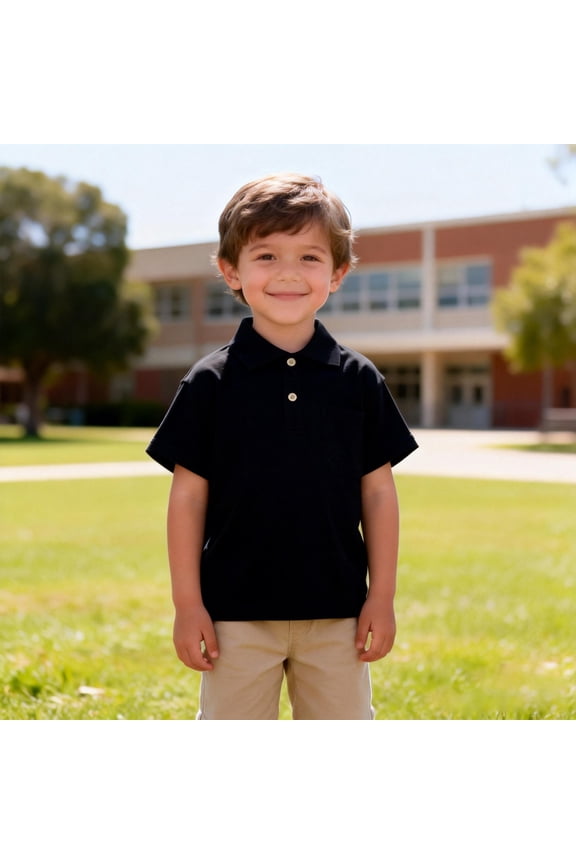 Polo Shirt Boys Black Button Down Girls Short Sleeve Tops Girls School Uniform Shirts Casual Collared Shirt Kids 7-8 Years Boys Clothes