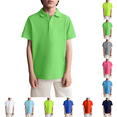thumbnail image 1 of Polo Shirt Boys Fashion Casual Short Sleeve Lapel Golf T-Shirt Back To School Quick Dry Lightweight Button School Uniform T-Shirts Green 9-10 Years, 1 of 5