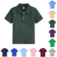 thumbnail image 1 of Polo Shirt for Boys Girls Lightweight Breathable Short Sleeve Lapel Golf Tshirts Back To School Casual Button School Uniform Tees Dark Green 8-9 Years, 1 of 2