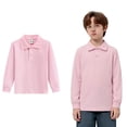 thumbnail image 1 of Polo Shirt Boys Long Sleeve Boy Pink Button down Shirt Casual School Uniform Summer Shirt 10-11 Years, 1 of 4