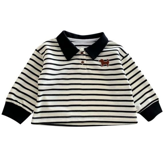 Polo Shirt Boys Long Sleeve Boys Striped Button up Shirt Fall Clothes Baby 6-9 Months Boy Shirts