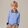 thumbnail image 1 of Polo Shirt Boys Long Sleeve Boys Light Blue Button down Shirt School Uniform Shirts Casual Collared Shirt Kids Boy Clothes 3T, 1 of 3