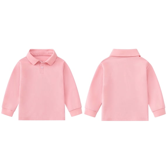 Polo Shirt Boys Long Sleeve Pink Button down Shirt Boys Casual Collared Shirt Classic 9-10 Years Boys Shirts