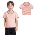 thumbnail image 1 of Polo Shirt Boys Pink Button Down Girls Short Sleeve Tops School Uniform for Girls Casual Collared Shirts Kids Boys Tee Shirts 6-7 Years, 1 of 9
