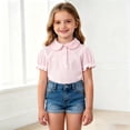 thumbnail image 1 of Polo Shirt Boys Pink Button Down Short Sleeve Polo Shirt Girls School Uniform Casual Tops Kids Shirts for Girls 7-8 Years, 1 of 4