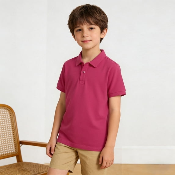 Polo Shirt Boys Pink Short Sleeve Polo Shirts Girls School Uniform Shirts Classic Tween Boy Clothes 10-12 Years