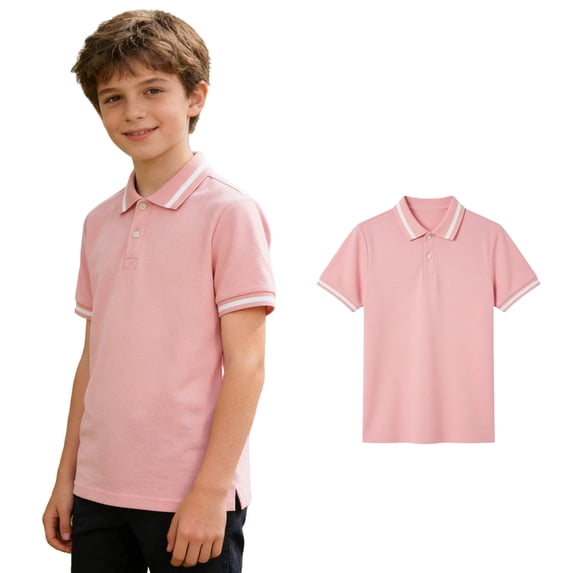Polo Shirt Boys Short Sleeve Boys Pink Button down Shirt Back to School Clothes Teen 13-14 Years Boys Clothes