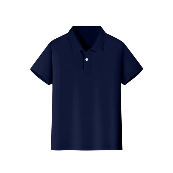 Polo Shirt Boys Short Sleeve Navy Button down Shirt Boys Summer Top Boys Shirts Size 4-5 Years