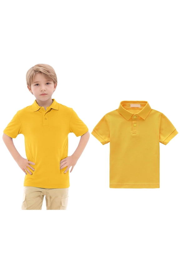 Polo Shirt Boys Short Sleeves Boy Yellow Button down Shirt Casual School Uniform Shirts Summer Polo Shirt 14-15 Years
