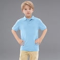 thumbnail image 1 of Polo Shirt Boys Short Sleeves Boys Sky Blue Button down Shirt Casual School Uniform Summer Shirt 12-13 Years, 1 of 5