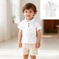 thumbnail image 1 of Polo Shirt Boys White Button Down Short Sleeve Shirts 100 Days of School Shirt Boys Summer Casual Breathable Kids 5-6 Years Boys Shirts, 1 of 6