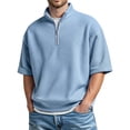 thumbnail image 1 of Polo Shirt Men Short Sleeve Quarter Zip Tees Shirt Lightweight Blue Mens Clothing, 1 of 4