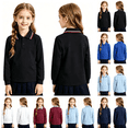 thumbnail image 1 of Polo Shirt for Boys Girls Casual Trendy Long Sleeve Lapel Golf T-Shirt Back To School Lightweight Quick Dry School Uniform T-Shirts Black 8-9 Years, 1 of 4