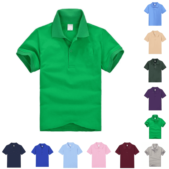 Polo Shirt for Boys Girls Lightweight Breathable Short Sleeve Lapel Golf Tshirts Back To School Casual Button Up School Uniform Tees Green 3-4 Years