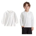 thumbnail image 1 of Polo Shirt for Boys Long Sleeve Boys White Button up Shirt Casual Collared Shirt School Uniform Shirts Shirt for Boys 9-10 Years, 1 of 5