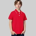 thumbnail image 1 of Polo Shirt for Boys Short Sleeves Boy Red Button down Shirt Casual Tops Classic 5-6 Years Boys Shirts, 1 of 4