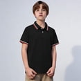 thumbnail image 1 of Polo Shirt for Boys Short Sleeves Boys Black Button up Shirt Casual School Uniform Shirts Boys Clothes, 1 of 3