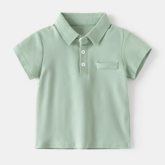 Polo Shirt for Boys Short Sleeves Boys Green Button up Shirt Casual Collared Shirt Boys Uniform Shirts 12-18 Months Clothes Boys