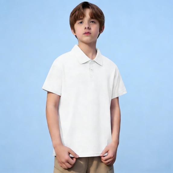 Polo Shirt for Boys Short Sleeves White Button up Shirt Boys Collared Shirts School Uniform Shirts 4-5 Years Clothes for Boys