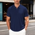 thumbnail image 1 of Polo Shirt for Men Short Sleeve V Neck Polo Tees Loose Fit Navy Shirt Men, 1 of 5
