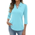 thumbnail image 1 of Polo Shirt for Women 3/4 Sleeve Moisture Wicking Athletic Golf Tennis Top, 1 of 4