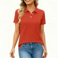 thumbnail image 1 of Polo Shirt for Women Casual Fit Collared Short Sleeve Tops Fashion Solid Color V Neck Button Down Tees Shirts Summer Tops, 1 of 5