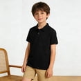 thumbnail image 1 of Polo Shirts Boys Black Button Down Girls Short Sleeve Shirts Girls Uniform Shirts Summer Casual Breathable Kids 5-6 Years Boy Shirts, 1 of 7
